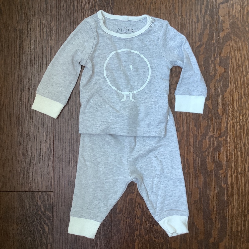 Mori Pajamas 3-6 months, Bamboo and Organic Cotton, Gray, White, NWOT
